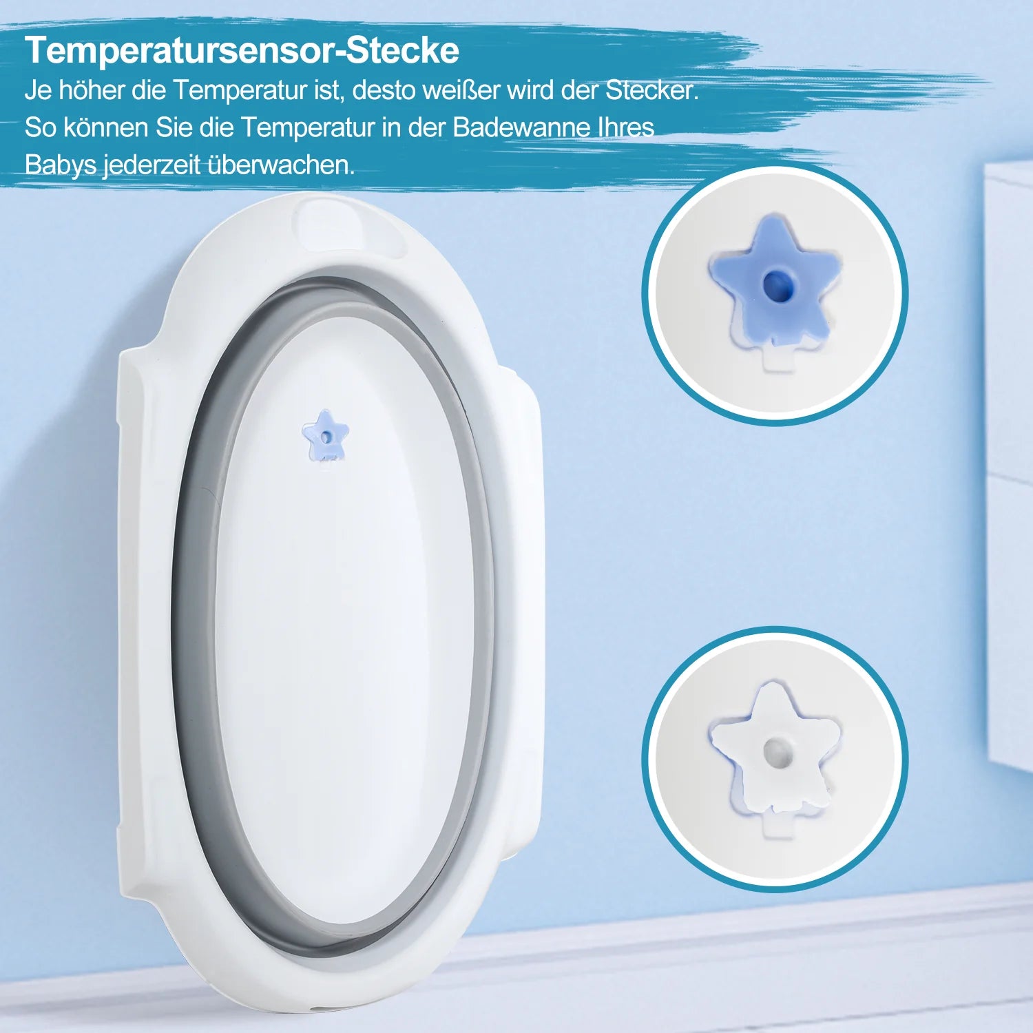 Sonnewelt Babywanne mit Stnder Faltbare mit Thermometer
