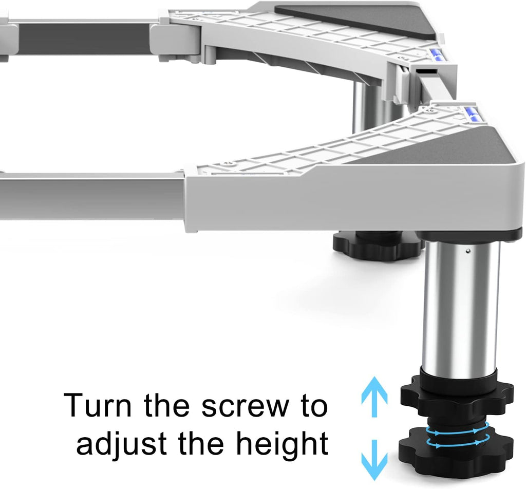 DEWEL Base Regolabile per Lavatrice, Carico Massimo 300KG, Supporto Piedistallo per Asciugatrice, Frigorifero, Congelatore, Larghezza 45-65cm, Altezza 18–22cm, Bianco
