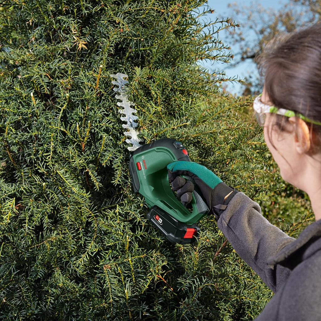 Bosch Akku Grasschere AdvancedShear 18V-10 (1 Akku 2,0 Ah, 18-Volt-System, schneidet bis zu 85 m pro Akkuladung, mit Strauch- und Grasscherenmesser, im Karton)