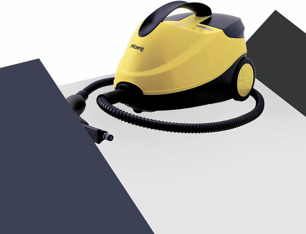 H.Koenig Dampfreiniger NV6200 / 4 bar / Autonomie 45 min / bereit in 8 min / leistungsstark 2000W / kompakt / Multifunktion Haus Büro Mbel Auto / 10 Zubehrteile inklusiv, Gelb/Schwarz