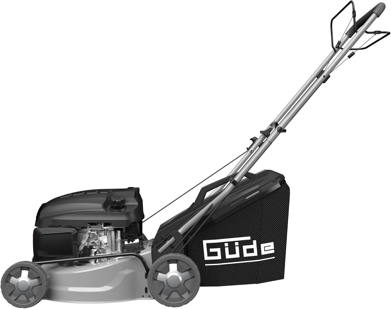 Güde Benzin Rasenmäher Eco Wheeler 415 R 3in1 mit Antrieb Radantrieb | 42cm | 144,3ccm | 3PS | Leichtstart | 40 Liter Korb | Stahlgehäuse | 6-fache Verstellung | Mulchfunktion | Reinigungsanschluss