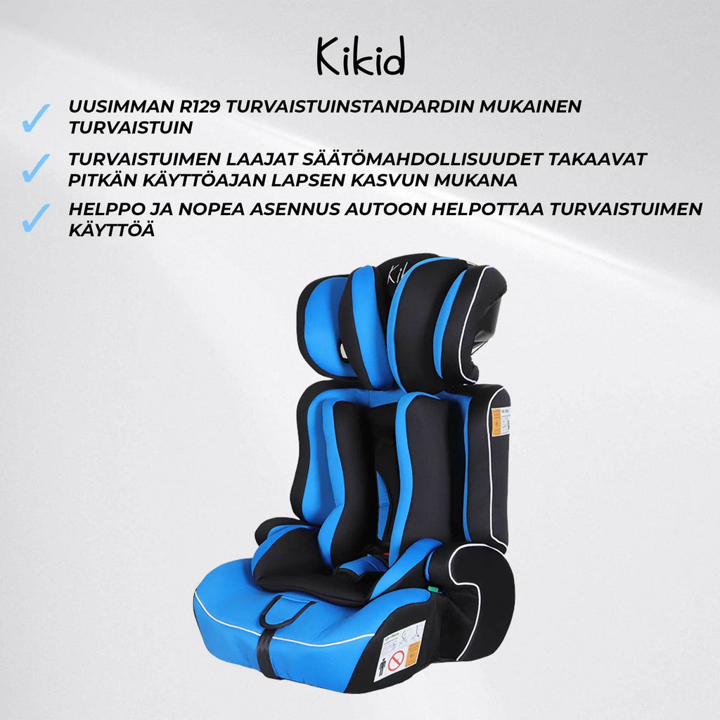 Kikid Seggiolino auto Basic 76-150cm R129, nero blu