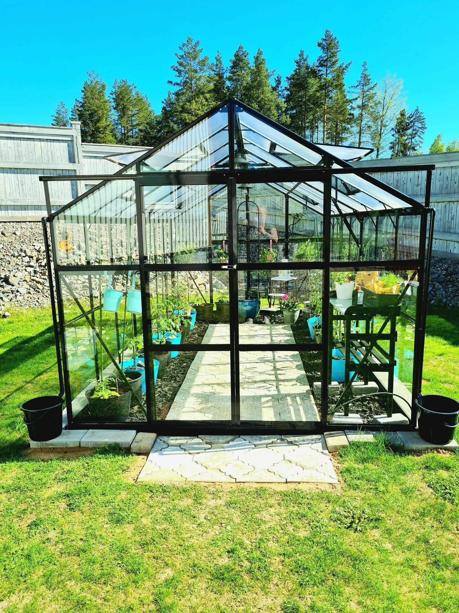 Metalcraft Gewchshaus, 11,1m, 4mm Sicherheitsglas, schwarz
