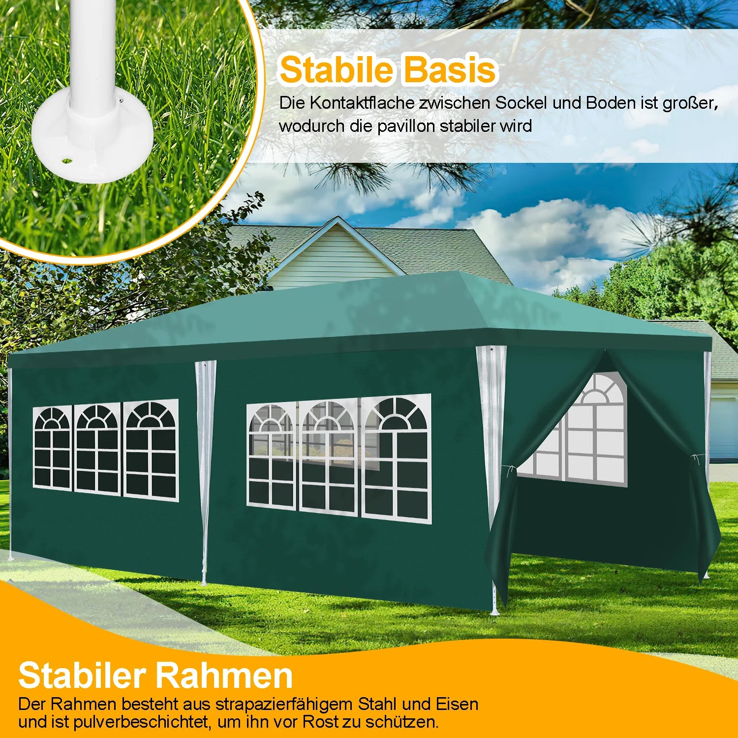 Sonnewelt Padiglione 3x6m Gazebo Impermeabile con Pareti Laterali