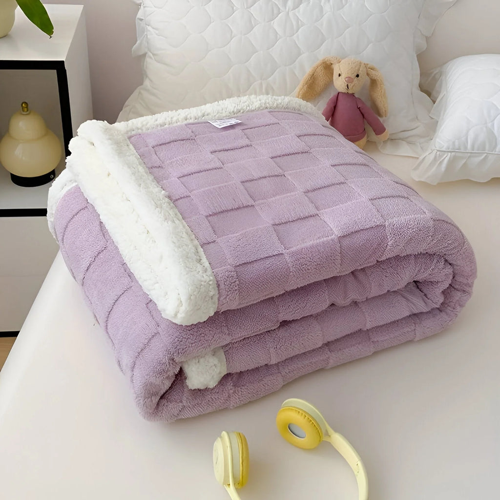 CozyCheck Plaid - Coperta in Pile Reversibile, Spessa e Termica per l'Inverno