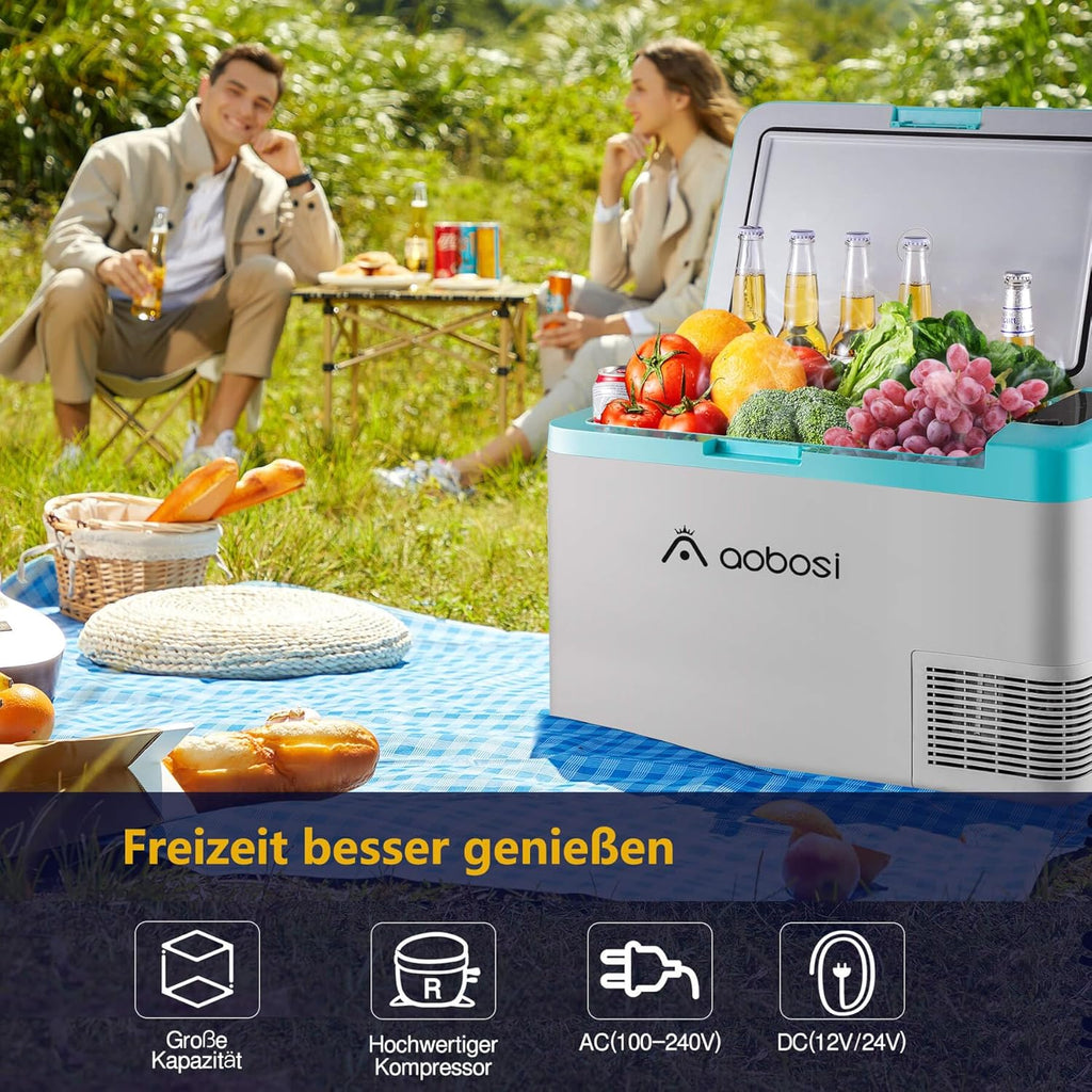 AAOBOSI Frigo Box a Compressore 36 L, Frigo Portatile per Auto con Controllo App WiFi, 12/24 V e 100-240 V, fino a -20 °C per Auto, Camion, Barca, Camper, Campeggio, Doppia Zona