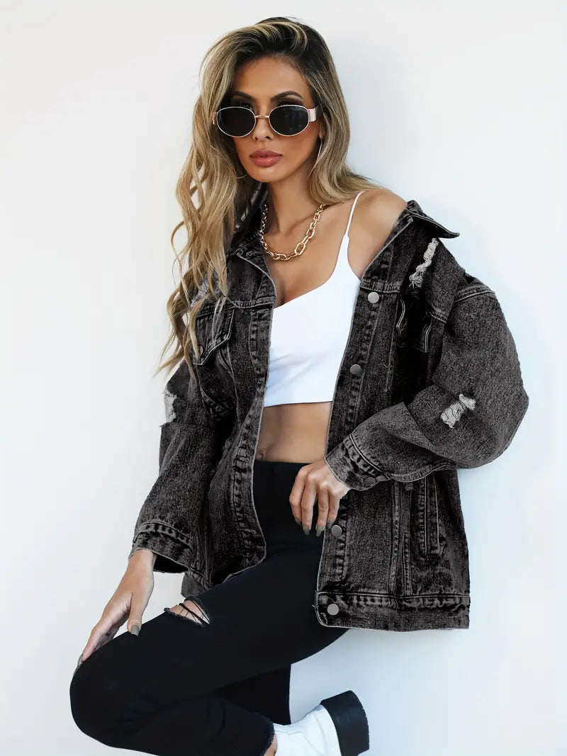 Trendige Jeansjacke in bergre für Frauen