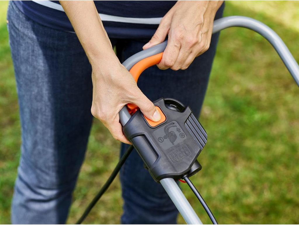 Black+Decker Elektro-Rasenmher (1.000 W, 32cm Schnittbreite, 3-fach axial Schnitthhenverstellung, 35l Grasfangbehlter, ideal für kleine Grten) BEMW351 Multicolor