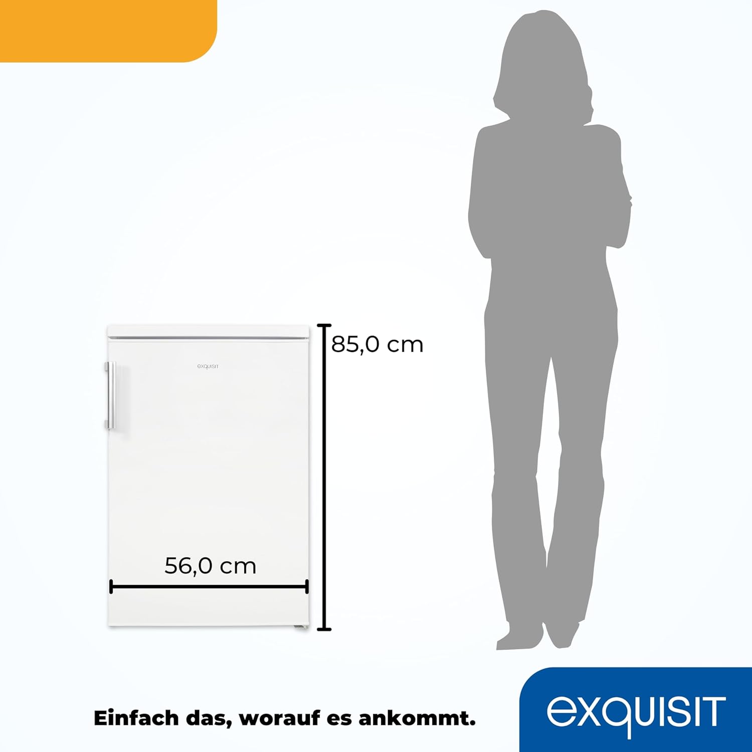 Exquisit Frigorifero senza scomparto congelatore, 133 litri, frigorifero a tutta capacità a libera installazione, cerniera porta reversibile, KS516-V-H-010D bianco