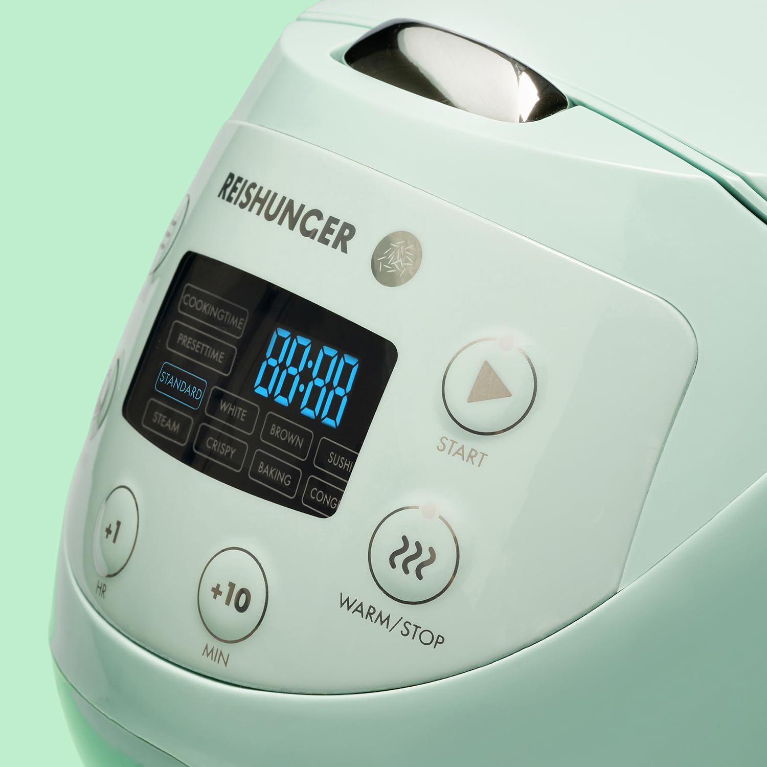 REISHUNGER Cuociriso digitale piccolo, nero | Da 0,6 L fino a 3 persone | Funzione mantenimento calore, timer e pentola premium | Multicooker e vaporiera piccoli, 8 programmi, tecnologia a 7 fasi