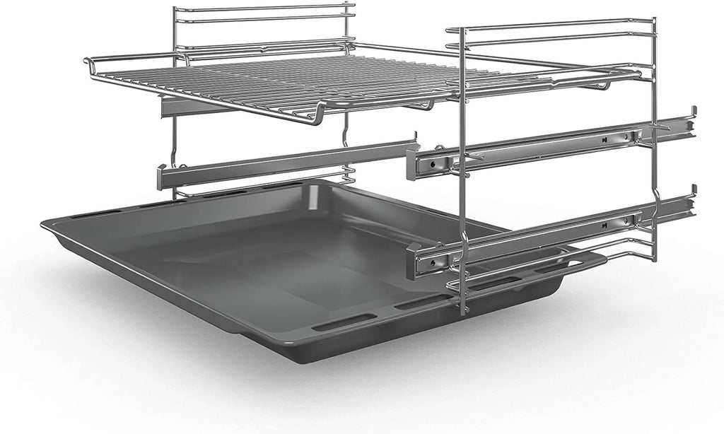 Bosch HKR39C250 Serie 4 Cucina Elettrica Indipendente, 60 cm di larghezza, Pulizia EcoClean Direct, Cottura a Ventilazione 3D su 3 livelli, Controllo con Display LED, Zona di cottura espandibile per pentole grandi