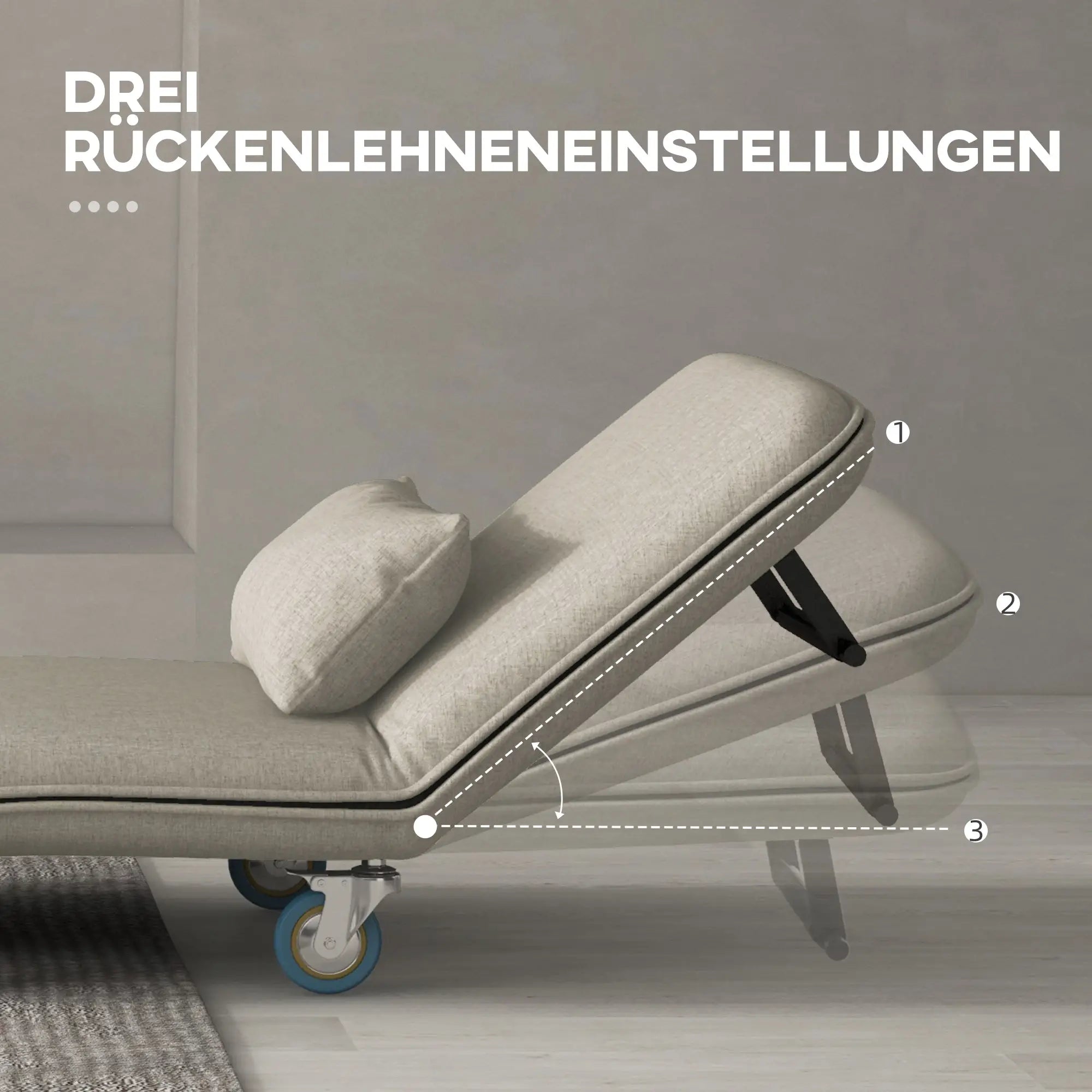 HOMCOM Schlafsessel mit Bettfunktion 3-fach verstellbar mit Rollen