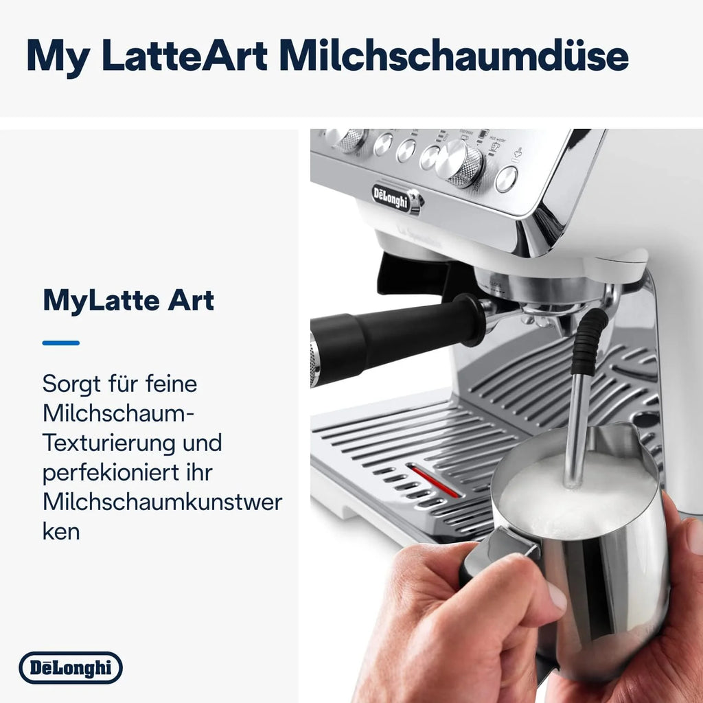 De'Longhi La Specialista Arte EC9155.MB Macchina da caffè espresso con macinacaffè, 8 impostazioni di macinatura, 15 bar, 3 temperature, lancia vapore, 1300 W, serbatoio da 1,5 l, acciaio inossidabile/nero con Barista-Kit
