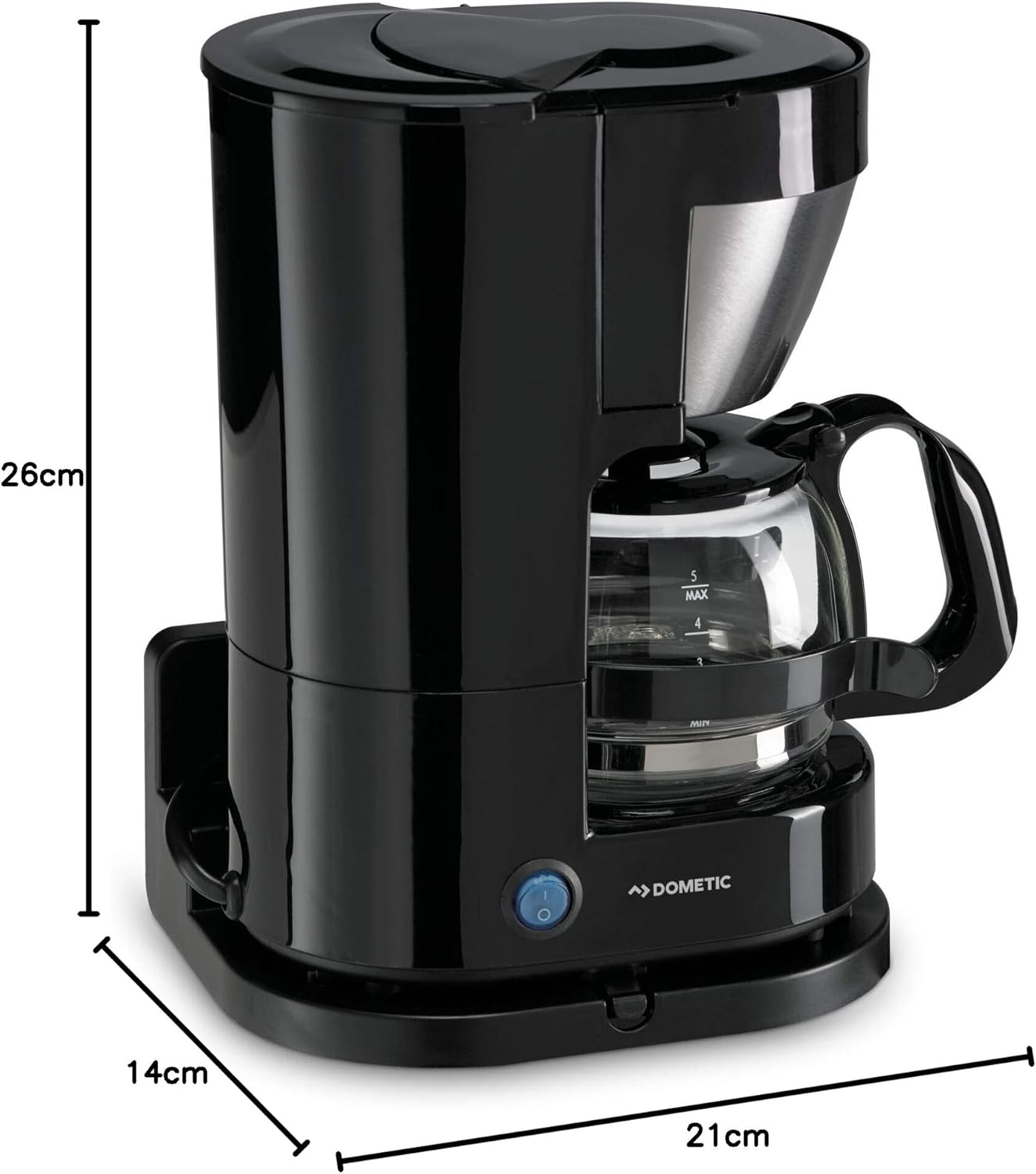 Dometic PerfectCoffee MC 052, Reise-Kaffeemaschine, 12 V, 170 W, für Auto, LKW oder Boot, 5 Tassen, schwarz