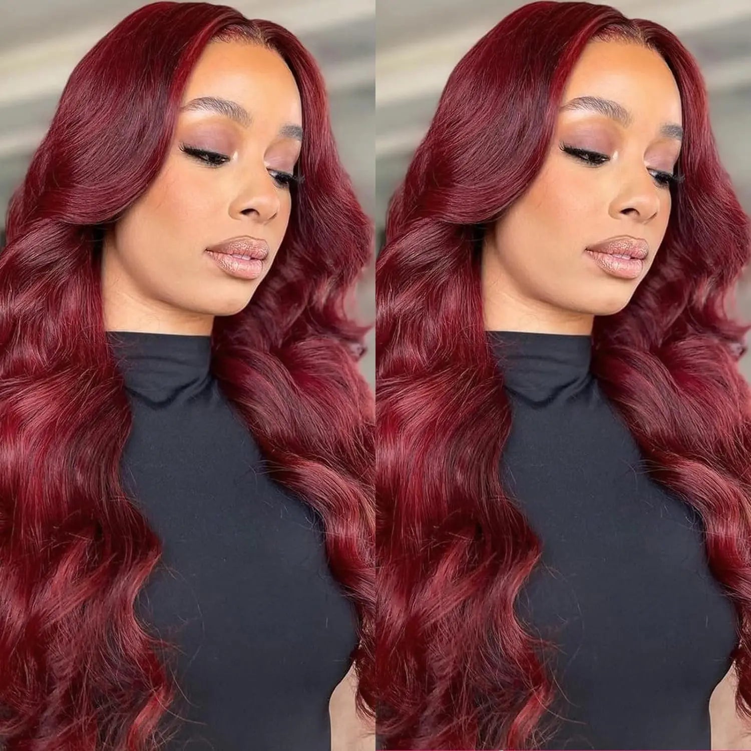 Bellezza infuocata: Parrucca Body Wave bordeaux con parte frontale in pizzo 99J in capelli veri