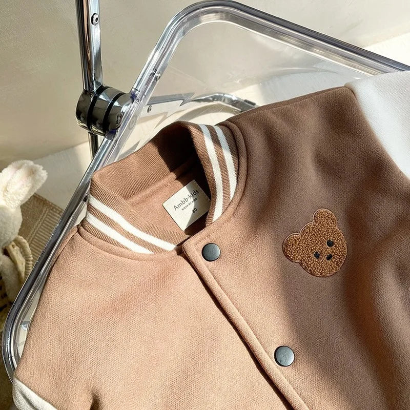 Mini Fashion - Cappotto invernale in velluto a coste stile baseball per neonati