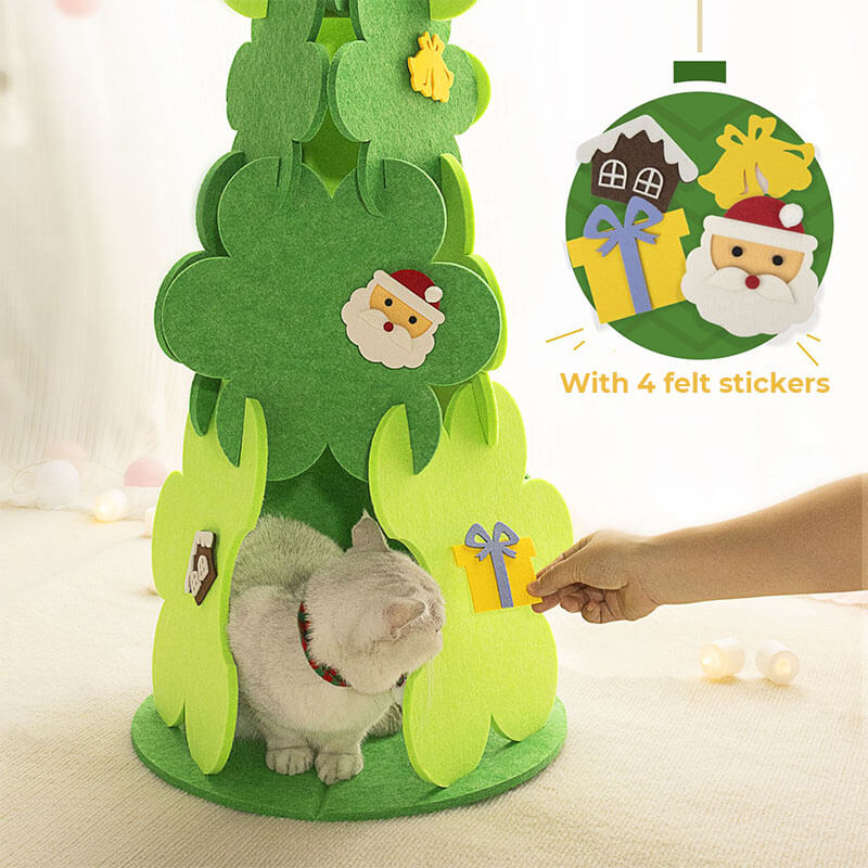 FelineFreude - Gemütliches Filz-Katzenbett im Weihnachtsbaum-Design