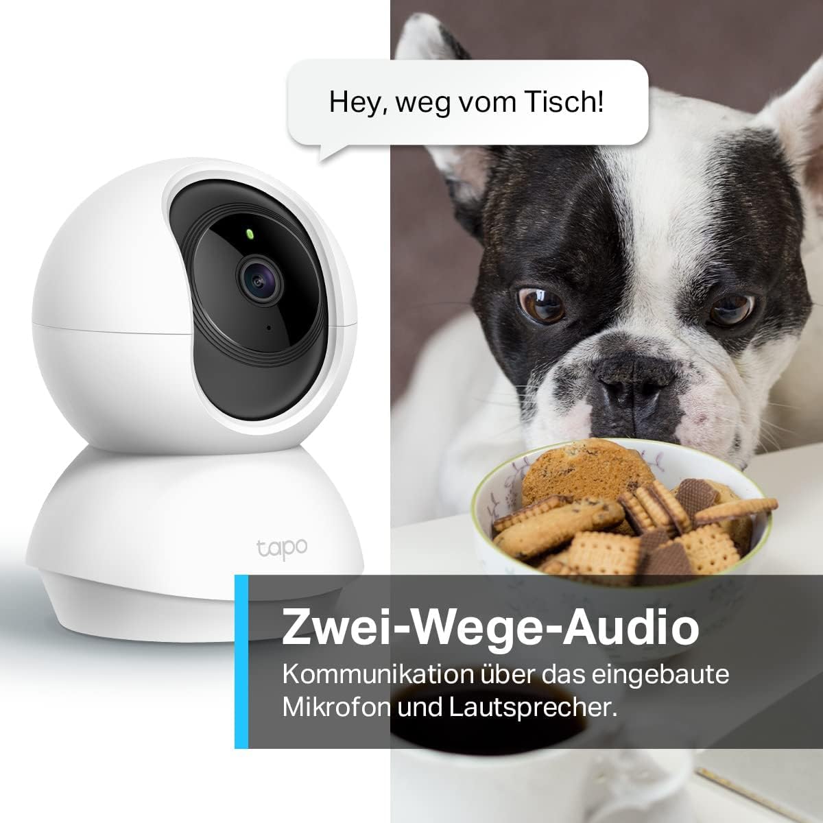 Tapo TP-Link C200P2 360° berwachungskamera für den Innenbereich, 1080P, Nachtsicht, Bewegungserkennung, Zwei-Wege-Audio, kompatibel mit Alexa&Google Assistant, für Babys/Haustiere, 2 stück C200