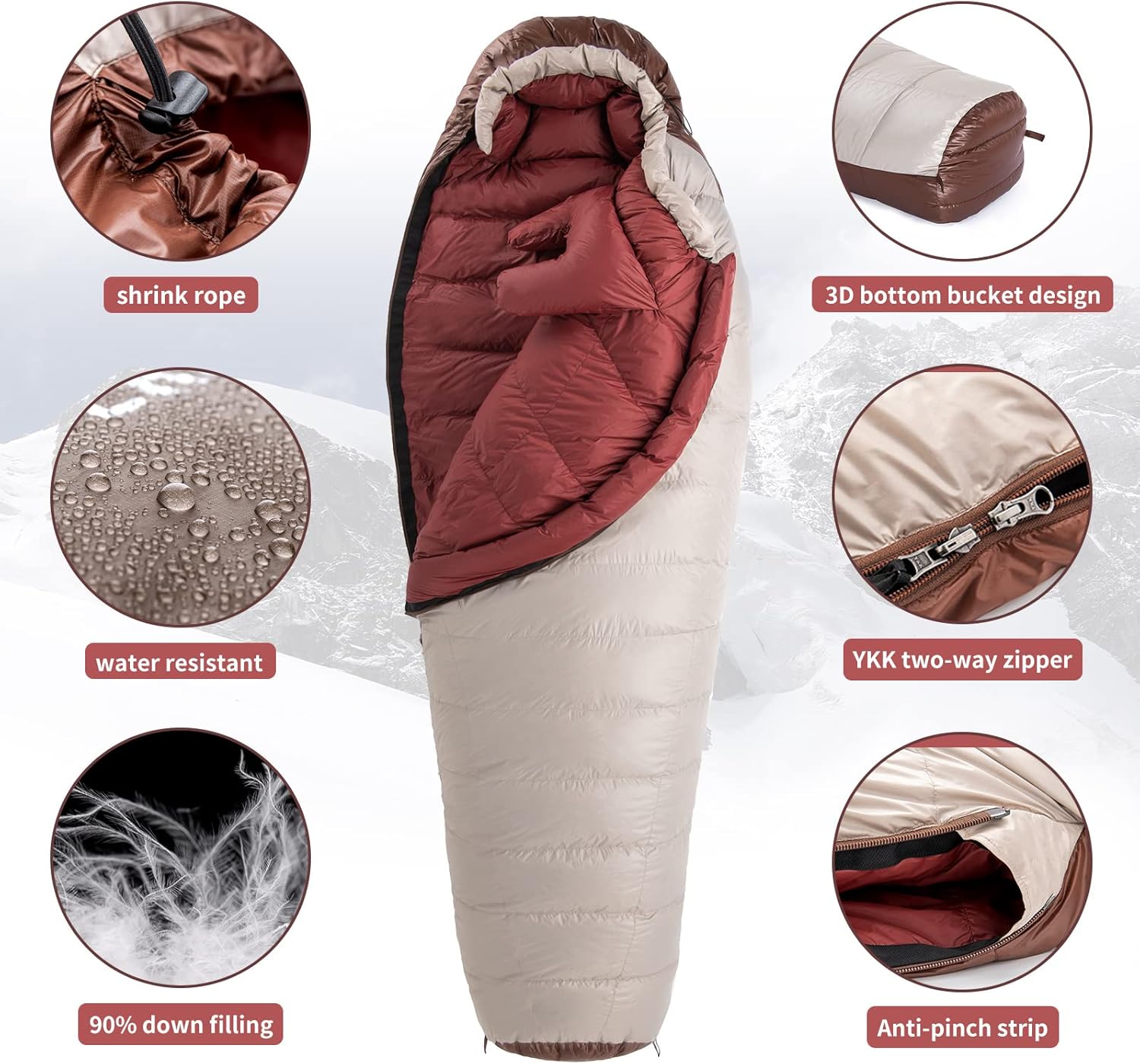 Naturehike Snowbird Entendaunen Mumienschlafsack,Outdoor Professional Camping Schlafsack,Unisex – Erwachsene Schlafsack