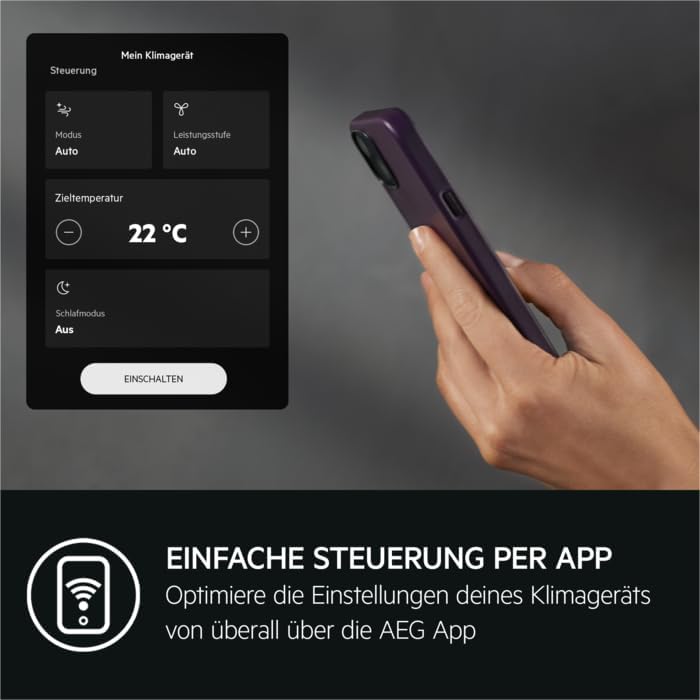 Condizionatore portatile AEG Chillflex Pro AXP26U338CW / display LED / pulsanti touch / telecomando / 30-40 m² / funzione di raffreddamento / ventilatore / funzione di deumidificazione / automatico / bianco/argento/nero