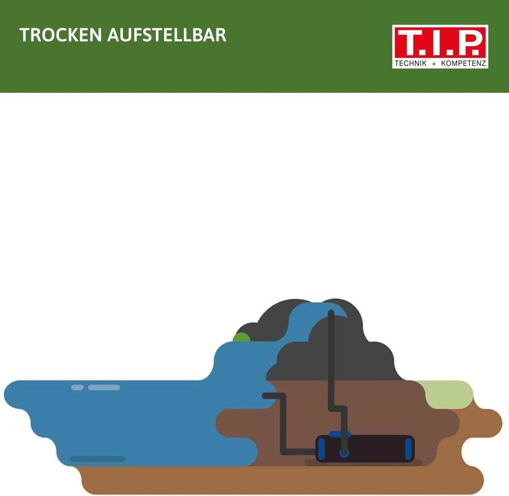T.I.P. Teichpumpe - Bachlaufpumpe (20.000 l Teichvolumen, 8.000 l/h Fördermenge, 4,5 m Förderhöhe, Auch für Wasserfälle und Filtersysteme, intregrierter Förderleistungsregler) BPF 8000 E, 30428