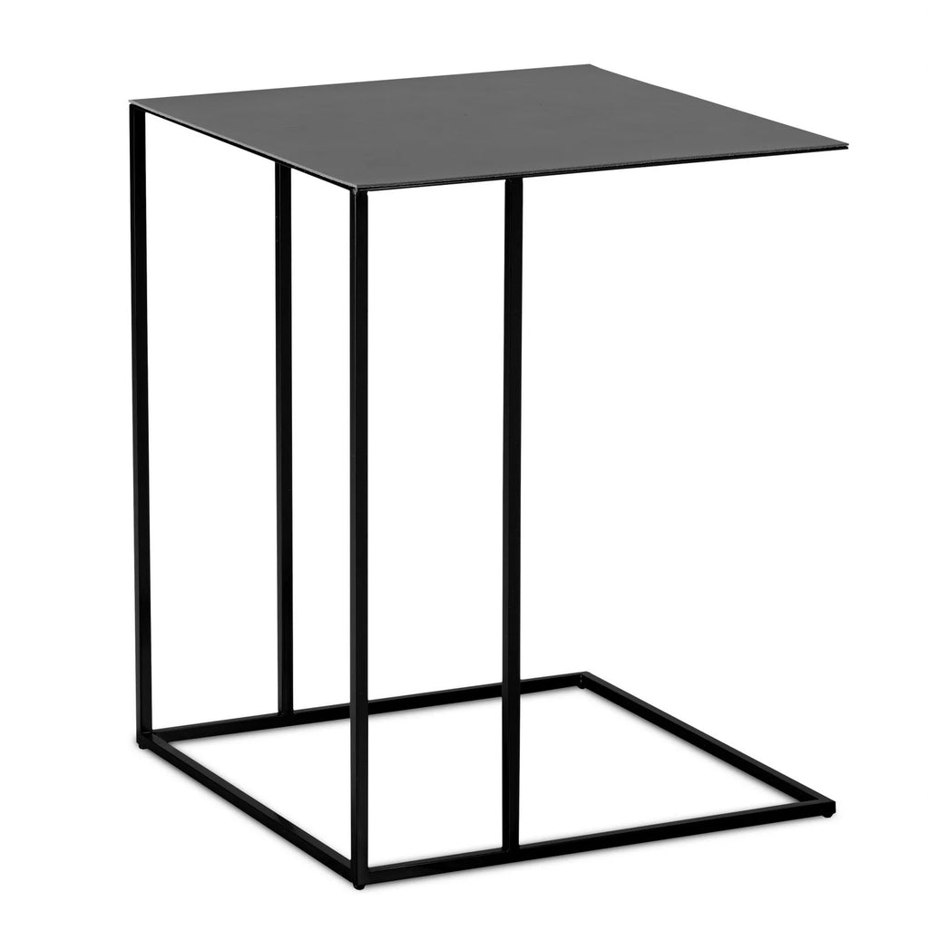 Jori, hoher Schiebe Beistelltisch Ascot JR-T938, 39 x 39 x 65, schwarz,  Platte Leder Vegetalina