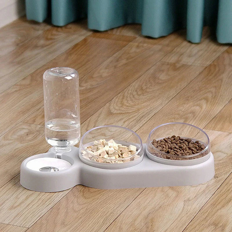 3-in-1 Deluxe Futterstation für Haustiere – Futternapf, Wasserspender & Snackaufbewahrung