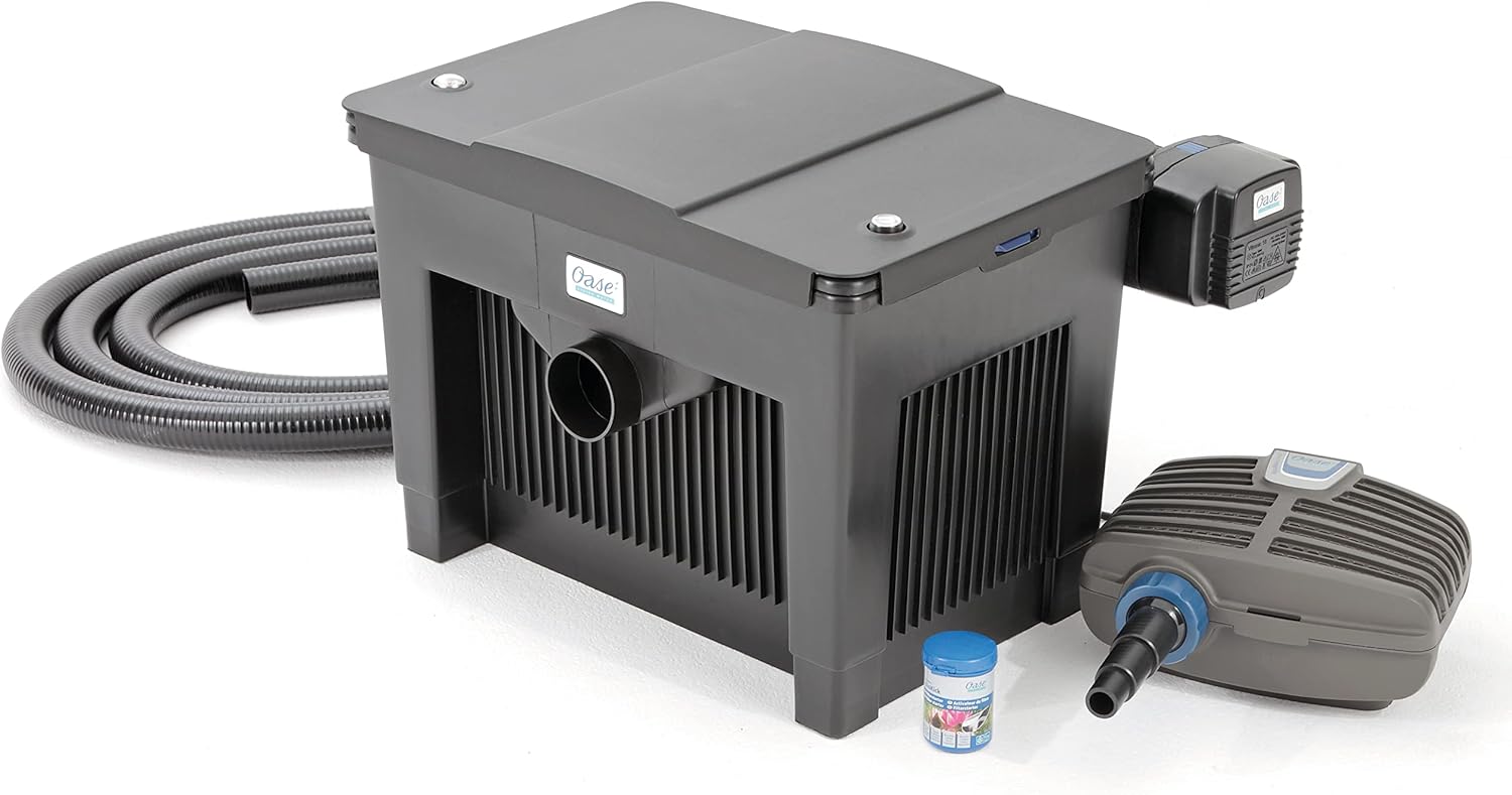 OASE 56789 Filtro a flusso continuo BioSmart Set 36000 adatto per laghetti fino a 36 m³, sistema filtrante, set completo filtro incl. materiale filtrante, pompa per laghetto e chiarificatore UVC