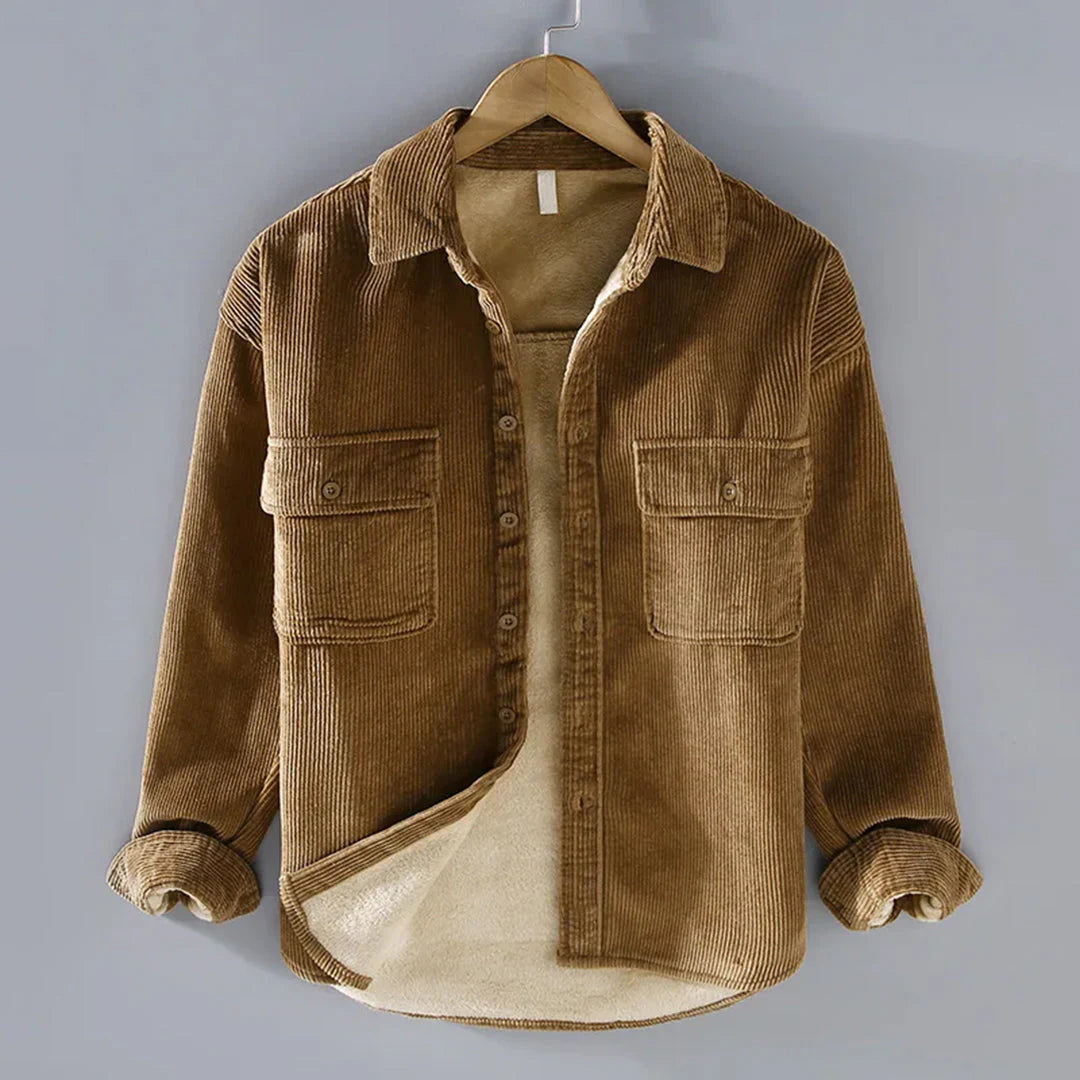Camicia invernale da uomo in velluto a coste elegante