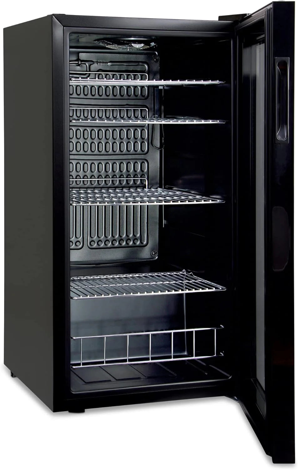 °CUBES Frigorifero per bevande 90L con porta in vetro e 4 ripiani regolabili | Frigorifero compatto per bottiglie, perfetto per casa, ufficio, feste e ristorazione | Elegante frigorifero con porta in vetro, nero