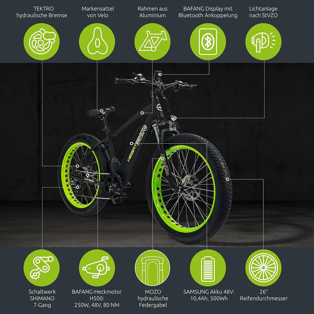 Highphoria Bici Elettrica Adulti, E-Bike 250W 25 km/h con Batteria, Motore Potente, Cambio a Catena, E-Mountain Bike con Forcella Ammortizzata Idraulica Pedelec per Uomo e Donna