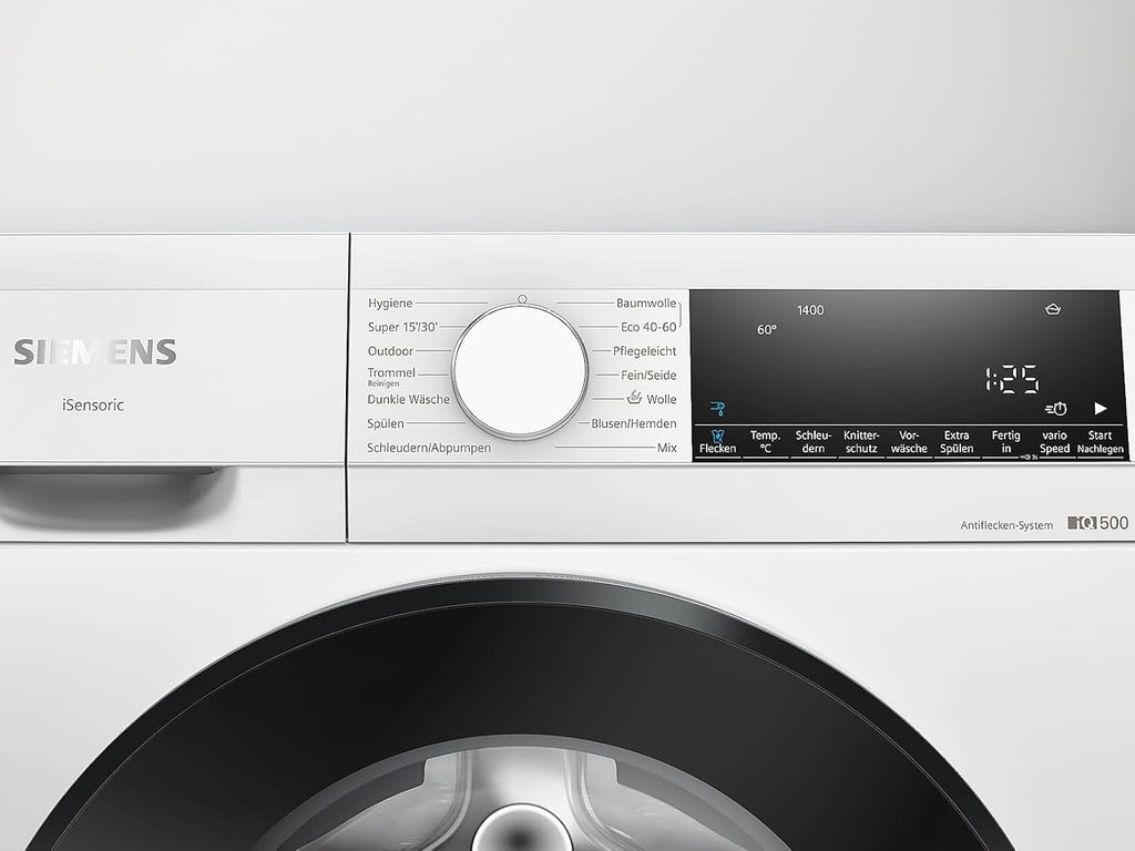 Siemens WM14N122 iQ300 Lavatrice / 7kg / D / 1400 giri/min / Programma Outdoor / Funzione varioSpeed / Funzione aggiungi bucato, Bianco/Nero