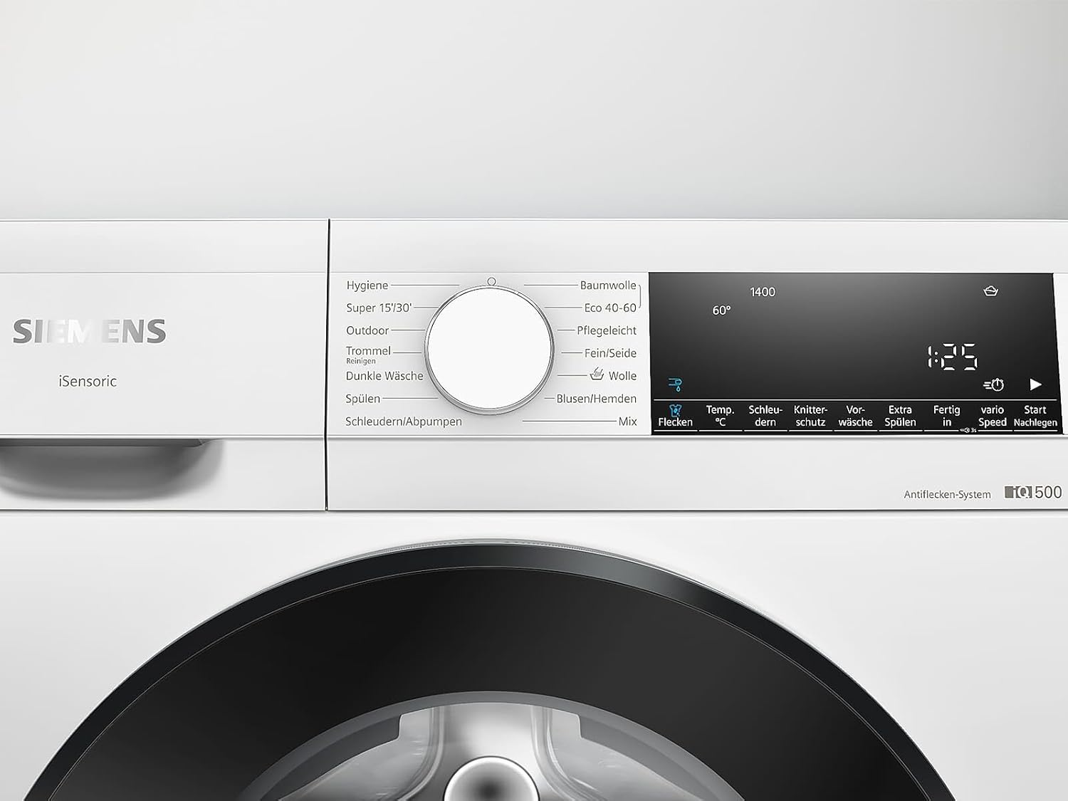 Siemens WM14N122 iQ300 Lavatrice / 7kg / D / 1400 giri/min / Programma Outdoor / Funzione varioSpeed / Funzione aggiungi bucato, Bianco/Nero