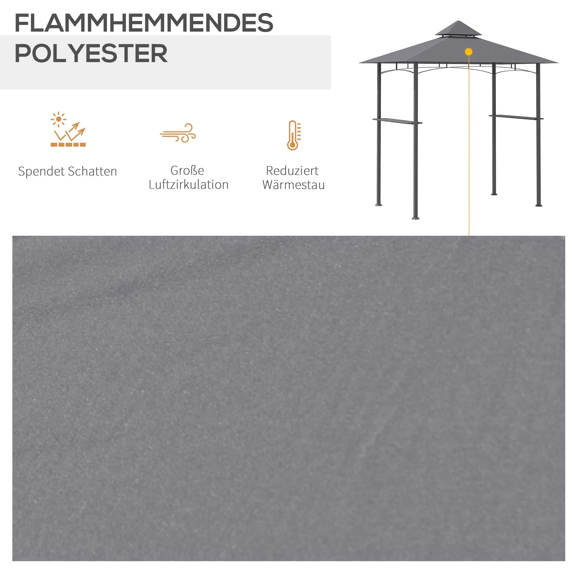 Outsunny Grillpavillon 245x148 cm mit Doppeldach Grau