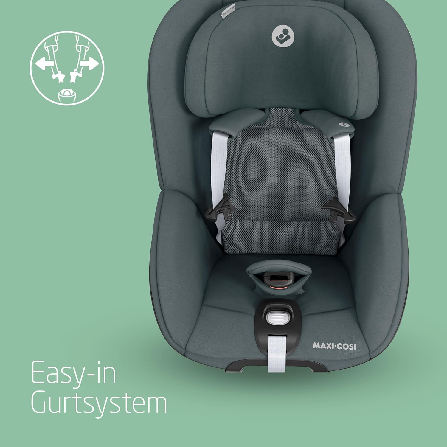 Maxi-Cosi Pebble 360 i-Size Babyschale Drehbar, Neugeborenen Autositz 360 Grad, 0–15 Monate (40–83 cm), Drehung mit einer, ClimaFlow, Easy-In-Gurt, G-CELL Seitenaufprallschutz, Essential Graphite