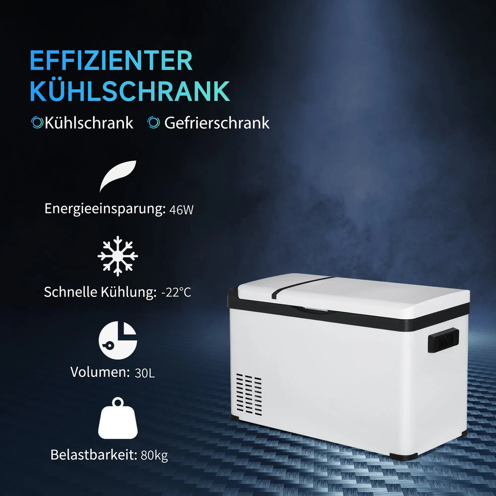 Frigorifero portatile a compressore Outsunny, pannello LCD, protezione della batteria, bianco