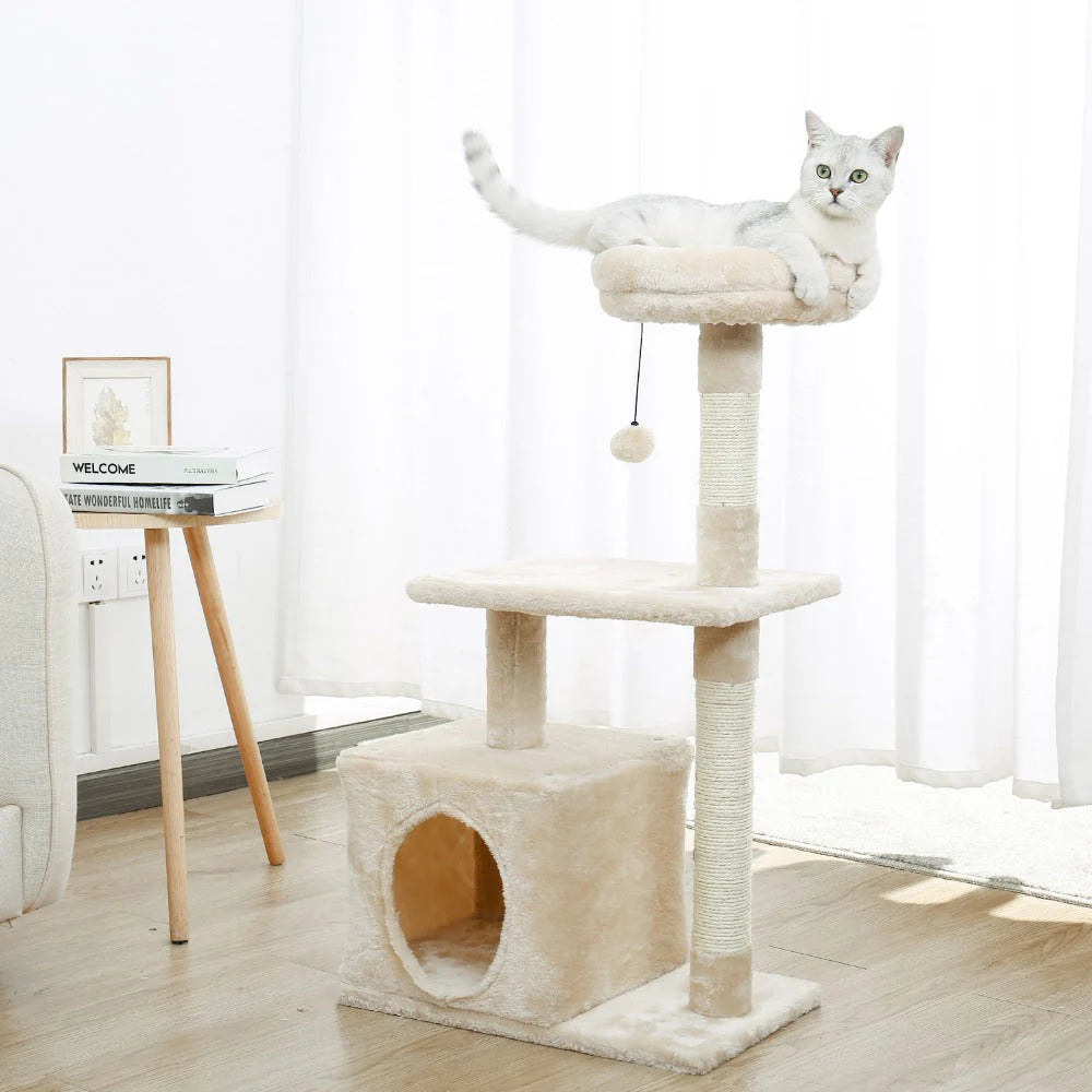 PERCHO Kratzbaum – Mehrstckiger Katzenbaum mit Spielplattform und Kuschelhhle