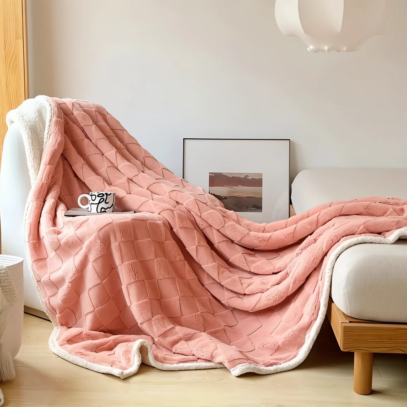 CozyCheck Plaid - Coperta in Pile Reversibile, Spessa e Termica per l'Inverno