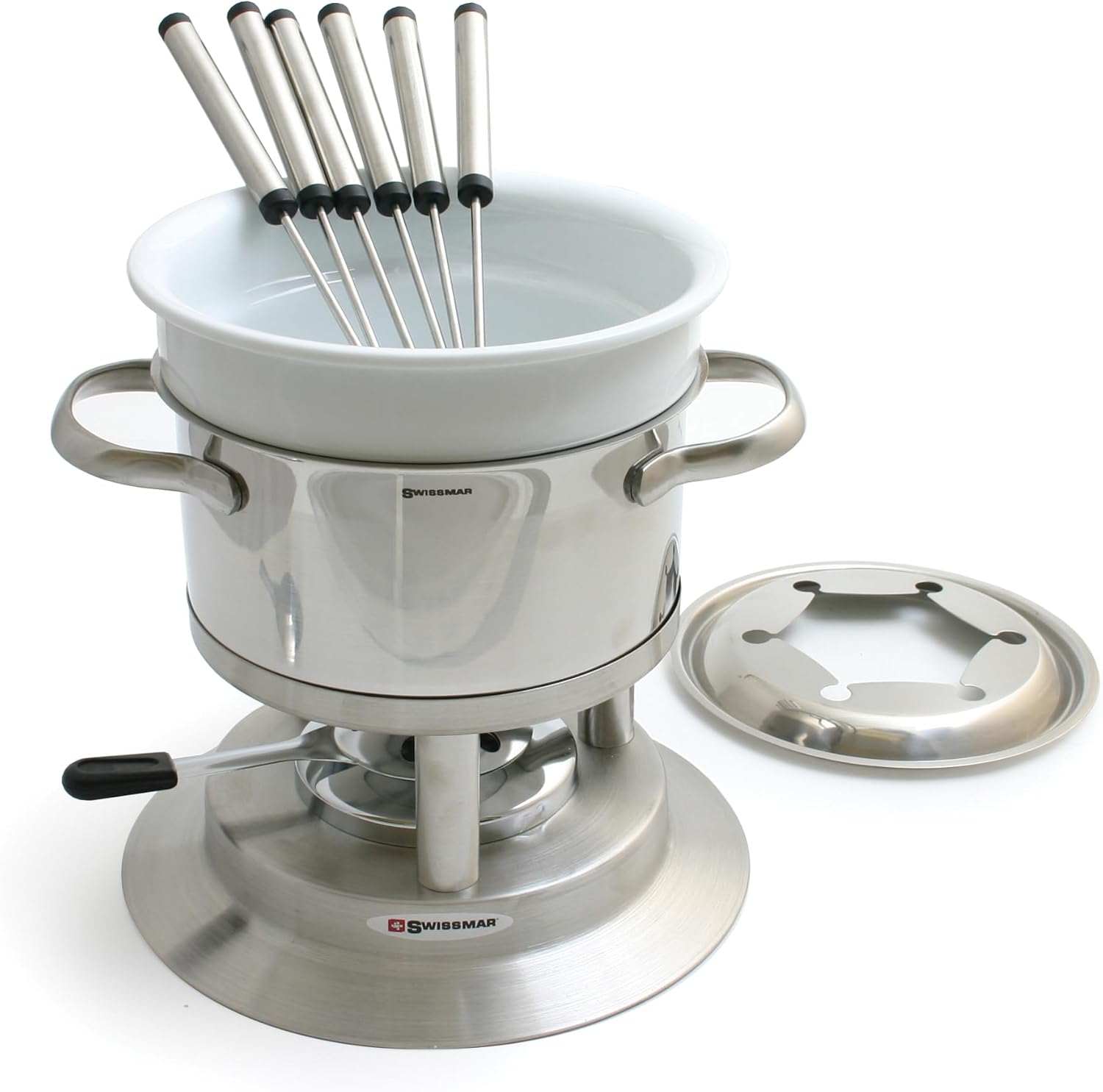 Swissmar F66415 Lausanne Fondue Set 11-teiliges, Kupfer/Edelstahl, 1.8L, Fondue-Set für Fleisch, Käse und Schokolade, für 6 Personen, Geschenkset