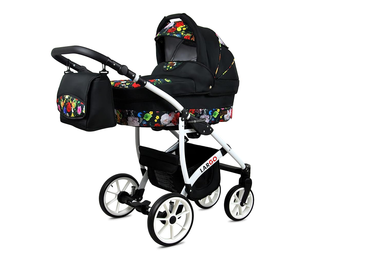 BabyLux Largo 2-in-1 Baby Kinderwagen Tief und Kinderwagen mit Zubehör Verstellbar und faltbar Aluminiumkonstruktion Wasserdicht Nicht abnehmbare Räder Brown Cream White Frame