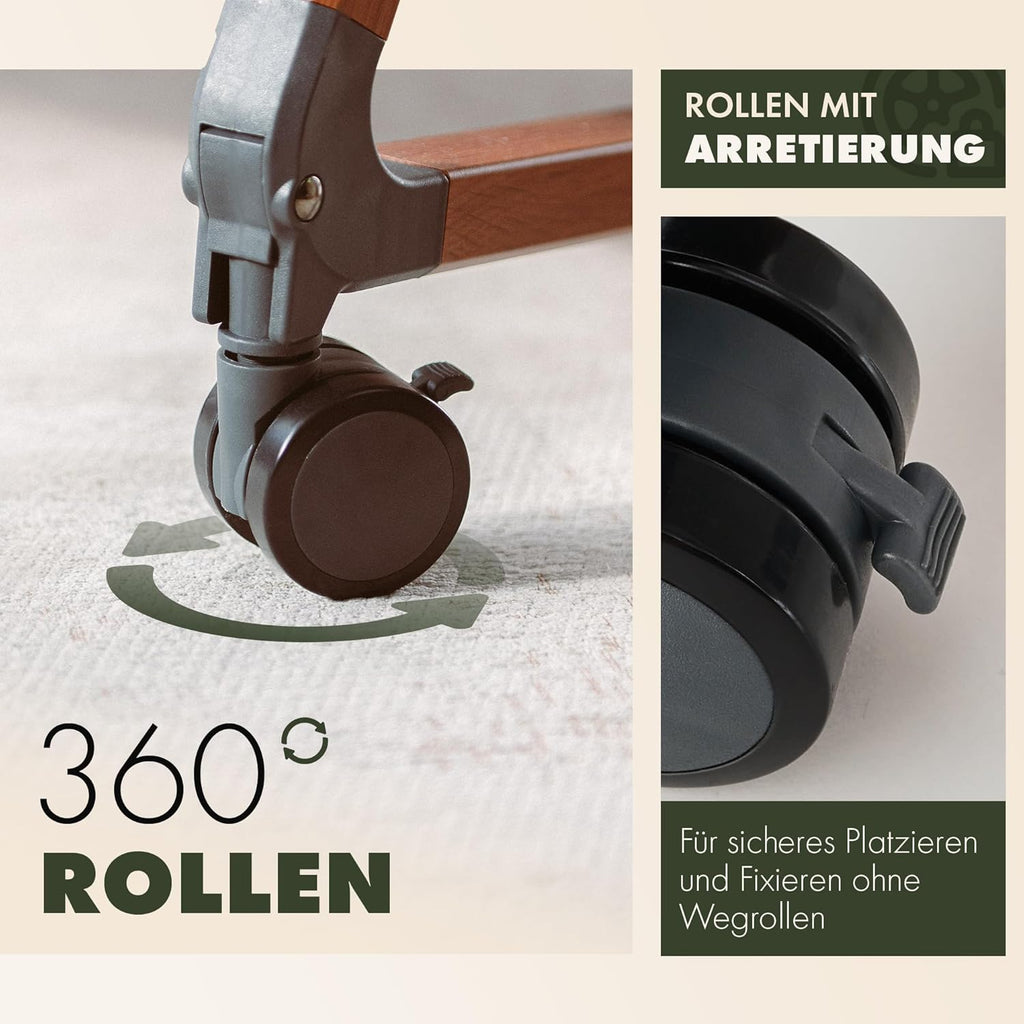 KUNU neues Baby-Beistellbett - Von Eltern für Eltern - Skandinavisches Design - Rollbar & Wiegefunktion - Höhenverstellbar - Babyoptimierte Matratze - inkl. Reisetasche