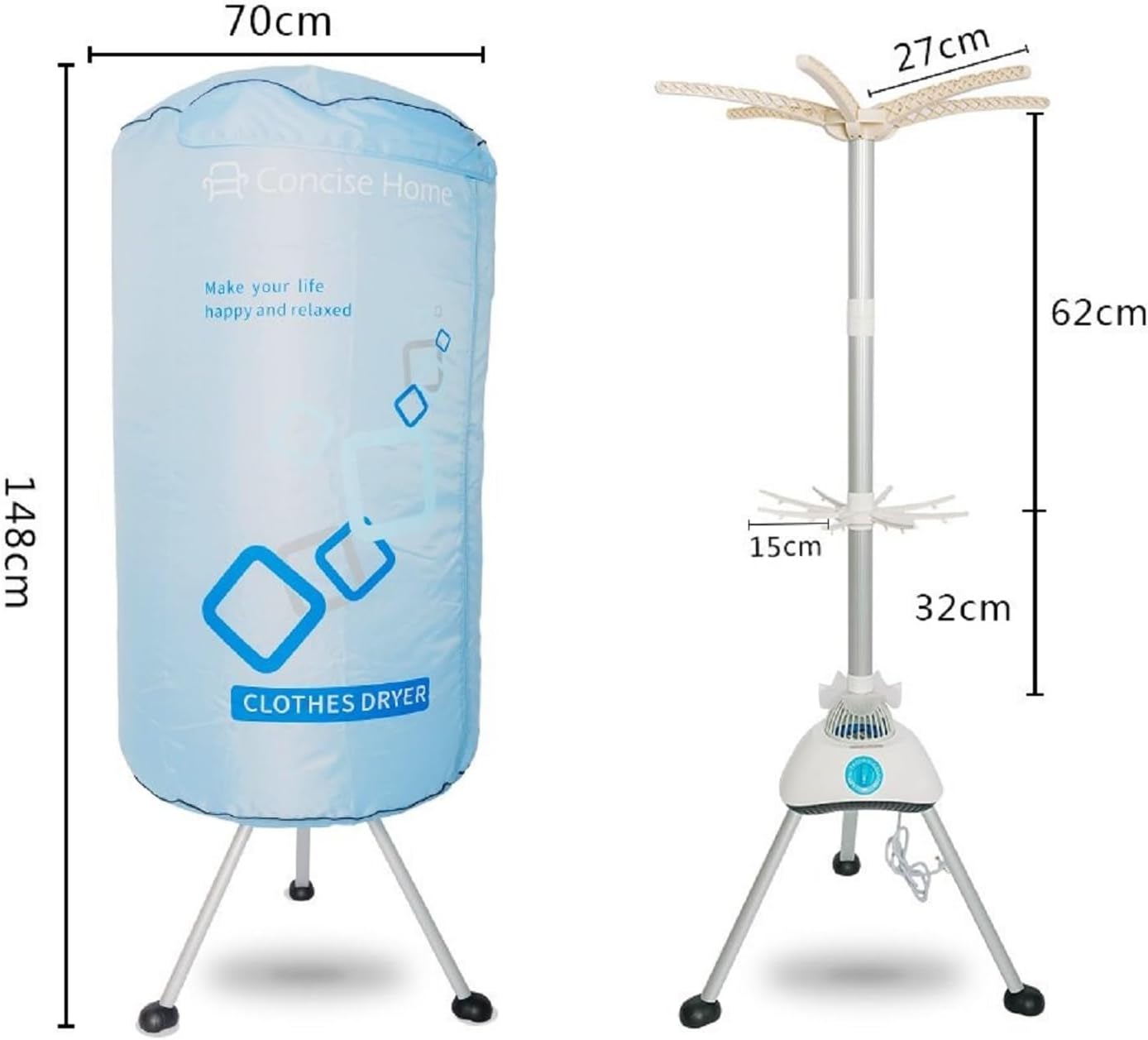 Concise Home Asciugatrice elettrica portatile 1000W grande capacità 10kg doppia lega di alluminio a risparmio energetico per vestiti bagnati interni asciugatrice ad aria calda