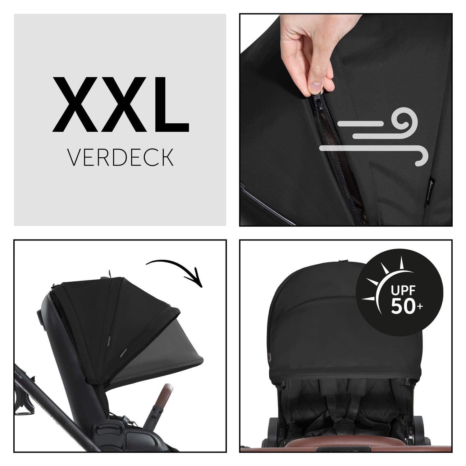 hauck Kinderwagen mit Beindecke Walk N Care ab Geburt bis 22 kg mit Liegefunktion, Becherhalter, Sitz Wendbar & Höhenverstellbar, Gummireifen, Teleskopgriff, UPF 50+, Zusammenklappbar (Dark Navy Blue9