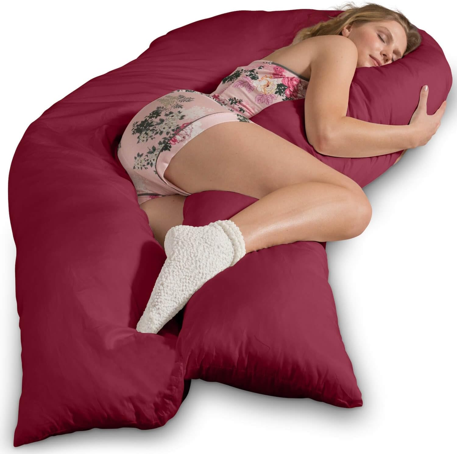 Traumreiter Visco XXL Seitenschläferkissen mit Bezug Baumwolle Graphit Grau, Hybrid Kissen + 1cm Memory Foam, U förmiges Schwangerschaftskissen Gel Body Pillow Komfortkissen Ergonomie Zertifiziert