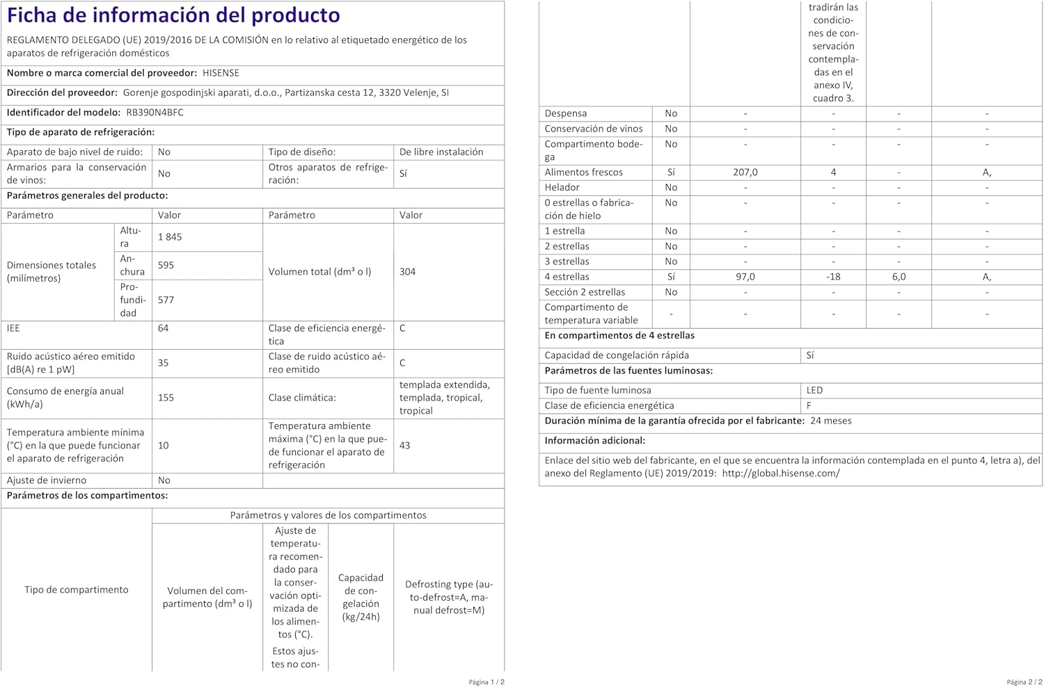 Hisense RB327N4ADD Frigorifero Combinato, Classe Energetica D, Total NoFrost, Porta Reversibile, Griglia Portabottiglie, Vano Frigo 171 Litri, Vano Congelatore 85 Litri, Look Acciaio Inox