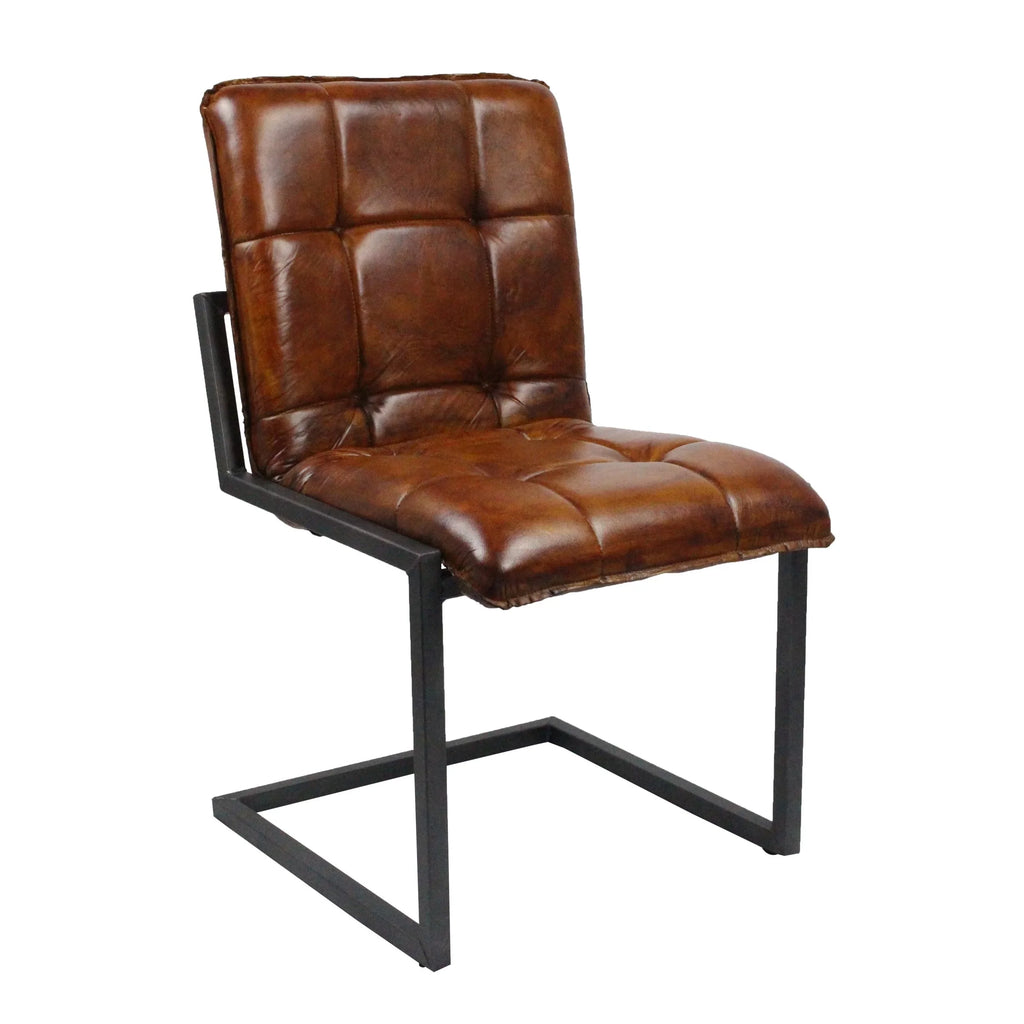 Esszimmerstuhl Serie Jose aus Büffelleder in Cognac - Gestell ohne Armlehne