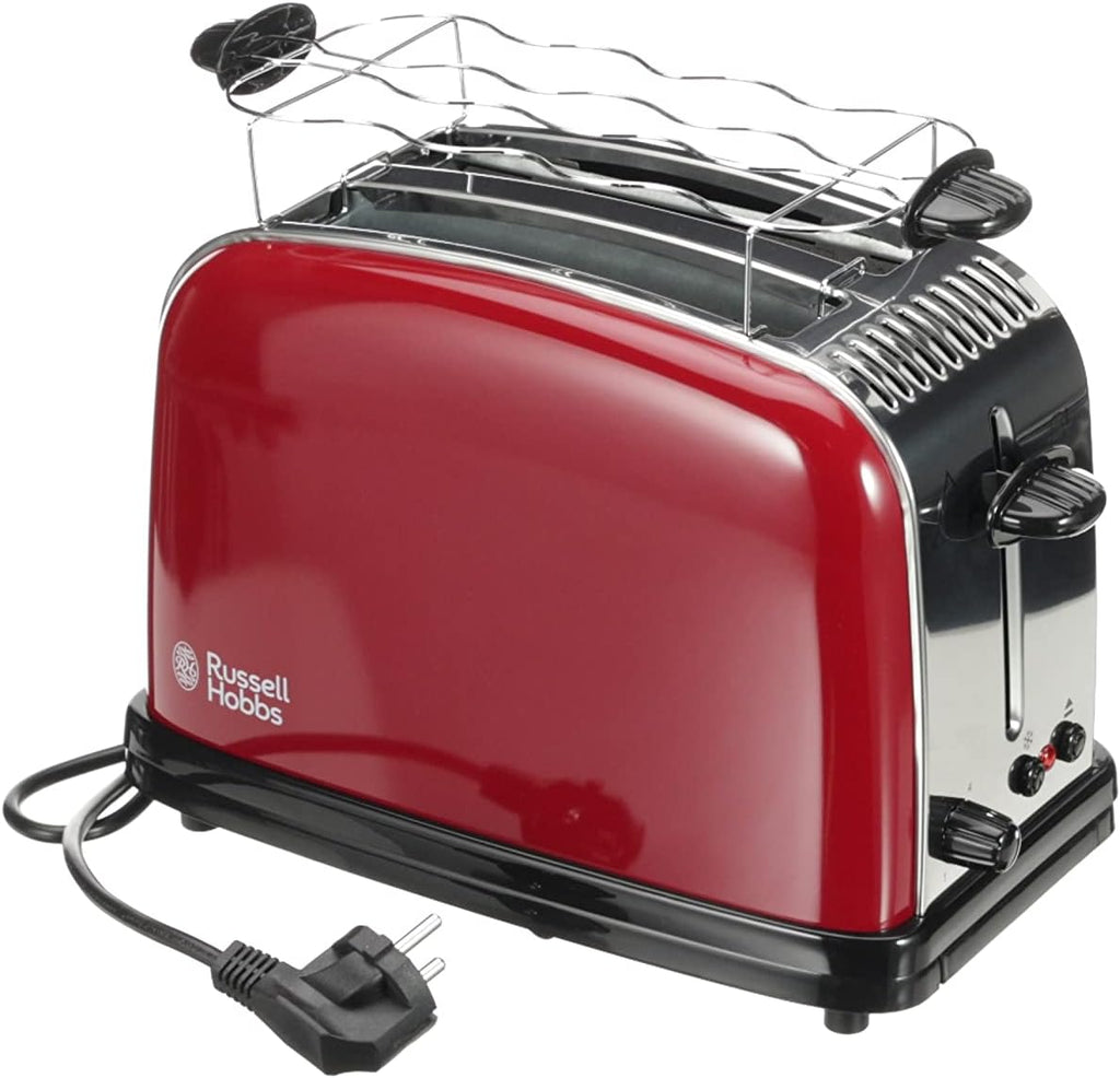 Russell Hobbs Set Colazione Colours+ Rosso: Macchina da caffè [Timer digitale, Doccetta per estrazione e aroma ottimali] 24031-56 + Bollitore [1,7l, 2400W] 20412-70 + Tostapane [per 2 fette] 26554-56