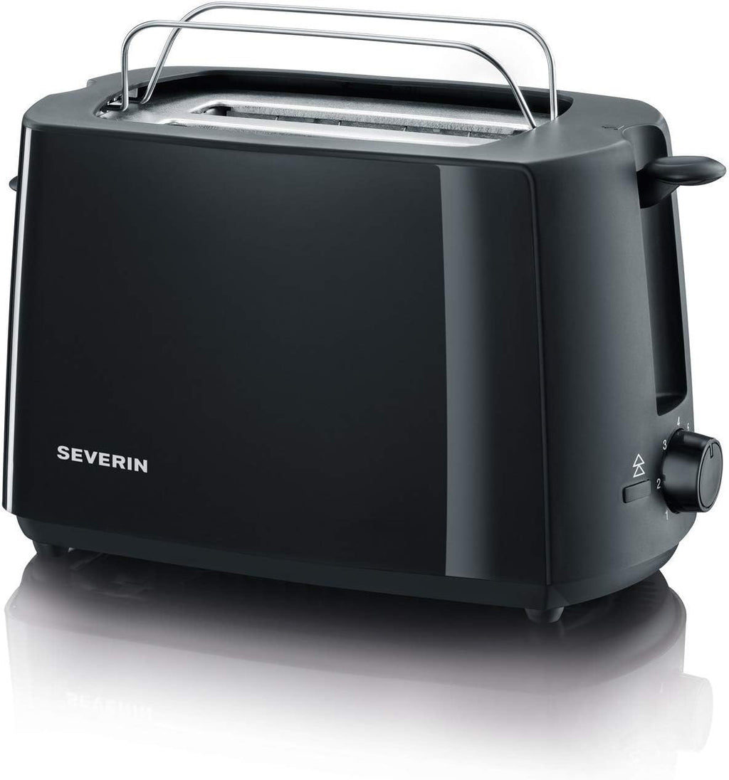 SEVERIN TO 2052 Forno tostapane (800 W, incl. griglia e teglia da forno, 9 L) argento/nero e 2287-000 Tostapane automatico, incl. supporto per panini, 2 fessure, 700 W, AT 2287, nero