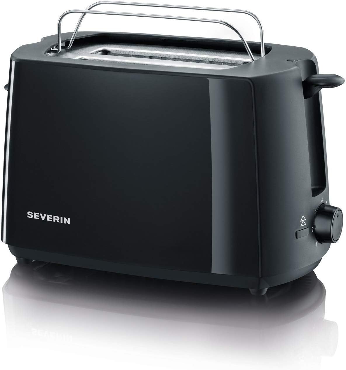 SEVERIN TO 2052 Forno tostapane (800 W, incl. griglia e teglia da forno, 9 L) argento/nero e 2287-000 Tostapane automatico, incl. supporto per panini, 2 fessure, 700 W, AT 2287, nero