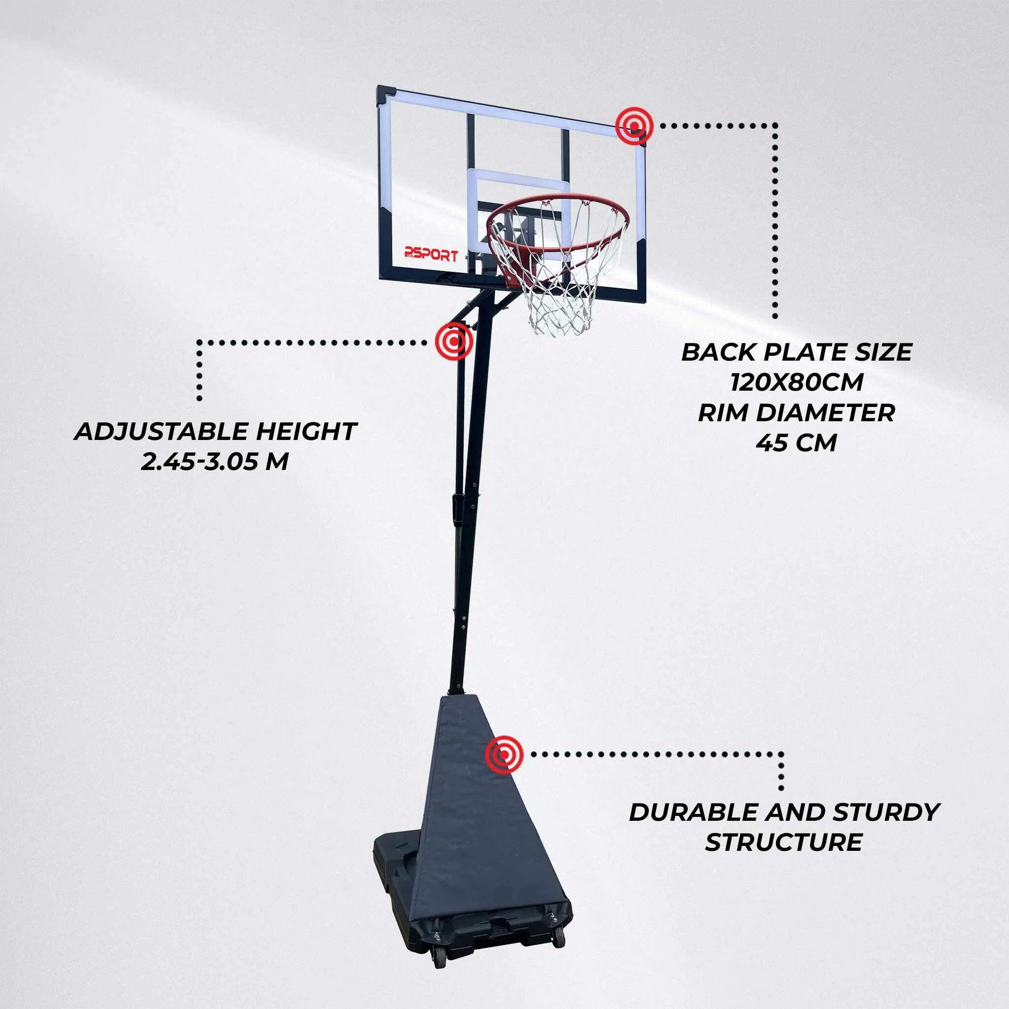 Canestro da basket ProSport Slam Dunk 2,45-3,05m